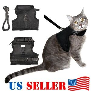 Cat Harness Vest w/ Leash Double Strap Red Medium Large Extra Large Sizes Avail